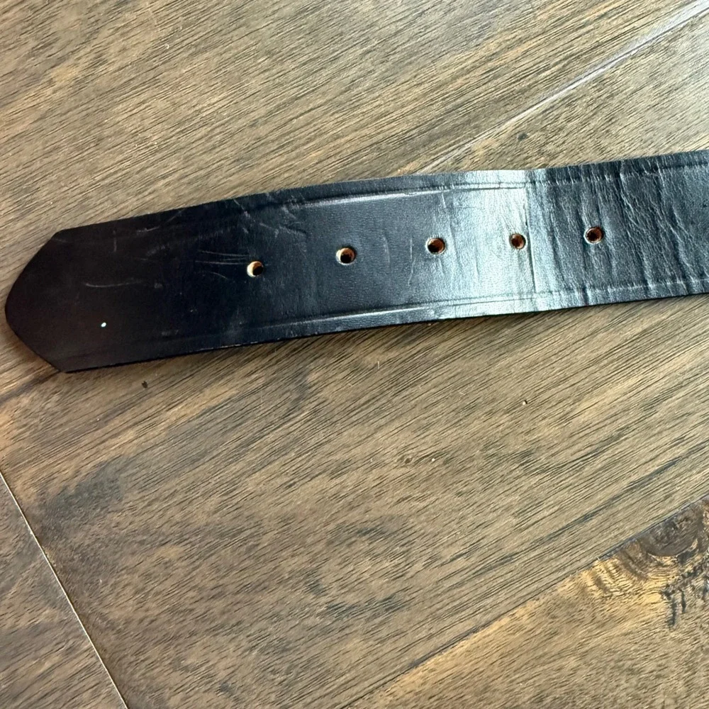 Dutyman Duty Belt Mens Size 38 Black Good Genuine Leather Government Spec Buckle